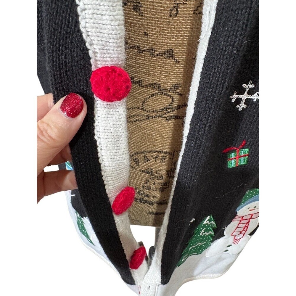 Holiday Editions Sweater Vest Womens 2XL Black Snowman Christmas Button - Picture 4 of 11